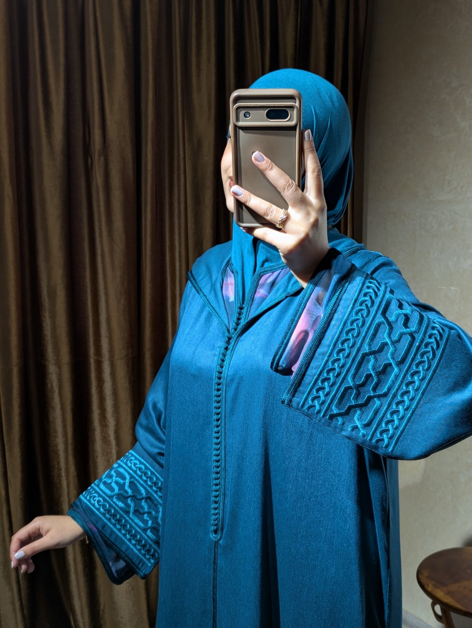 Djellaba Azzur – Petrol Blue 4 Djellaba Azzur – Petrol Blue - Image 4