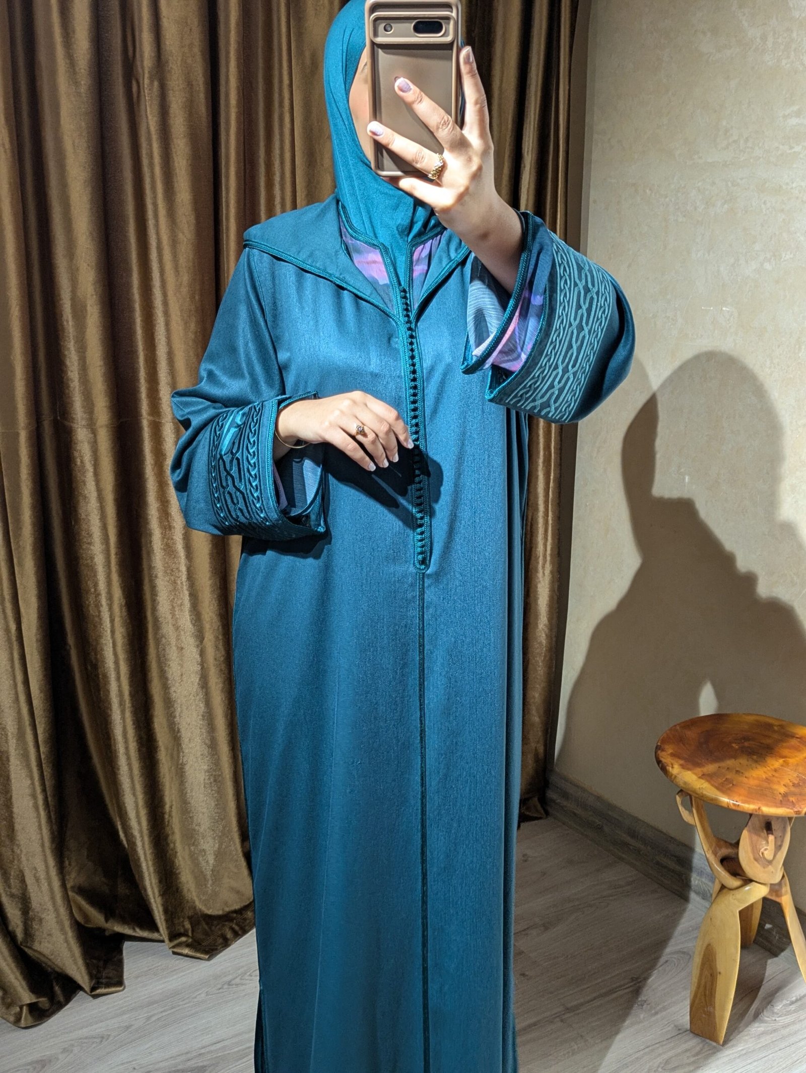 Djellaba Azzur – Petrol Blue 3 Djellaba Azzur – Petrol Blue - Image 3