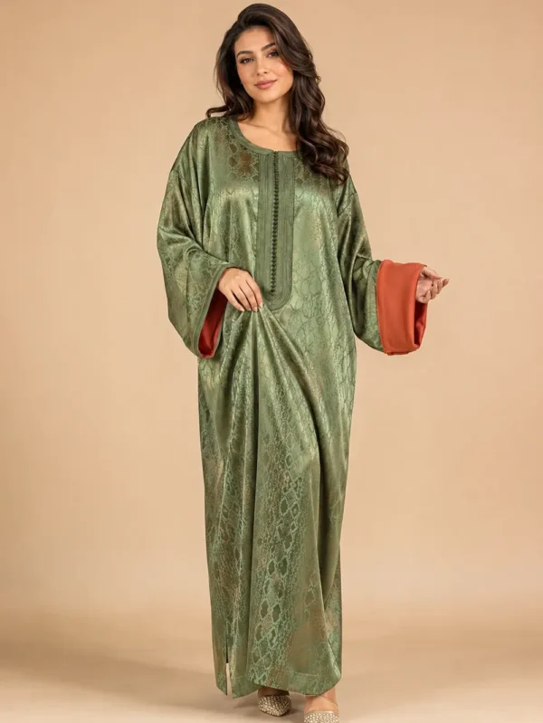 Caftan Rawnaq - Olive Green & Red Brick Main Photo